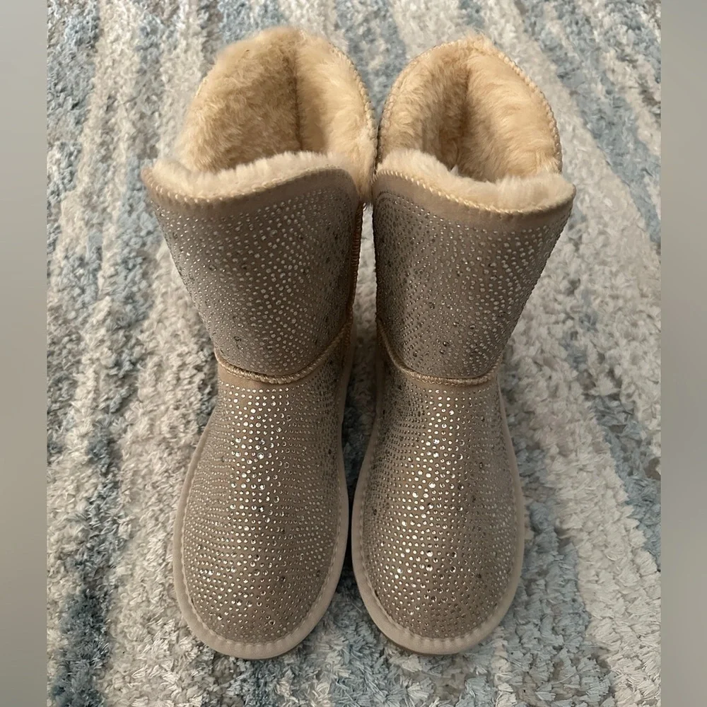 INC Adrief cream beige sparkle rhinestone boots size 7